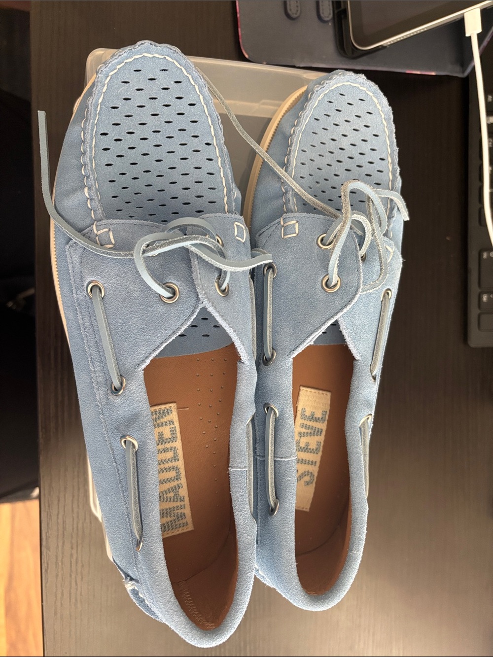 Steve Madden Light Blue Suede Lace-Up Boat Shoes